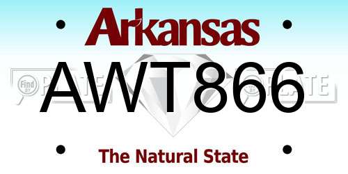 AWT866 Arkansas License Plate