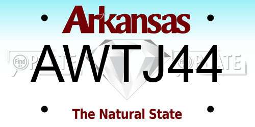 AWTJ44 Arkansas License Plate