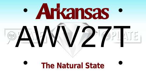 AWV27T Arkansas License Plate