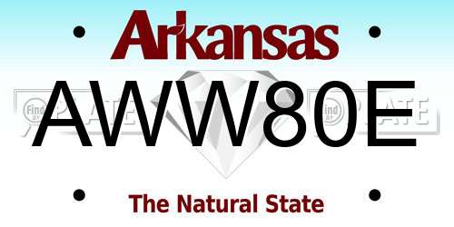 AWW80E Arkansas License Plate