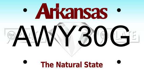 AWY30G Arkansas License Plate