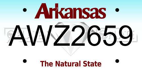 AWZ2659 Arkansas License Plate