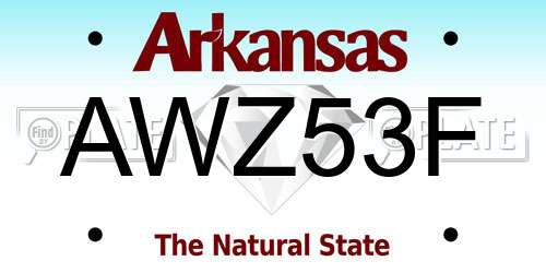 AWZ53F Arkansas License Plate