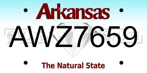 AWZ7659 Arkansas License Plate