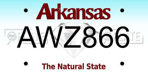AWZ866 Arkansas License Plate