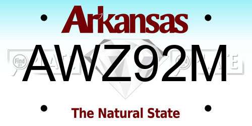 AWZ92M Arkansas License Plate