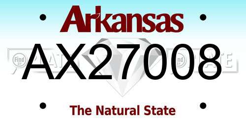 AX27008 Arkansas License Plate