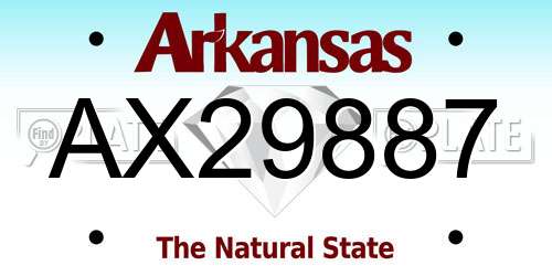 AX29887 Arkansas License Plate