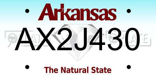 AX2J430 Arkansas License Plate