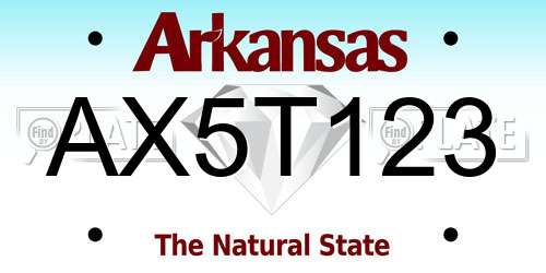 AX5T123 Arkansas License Plate