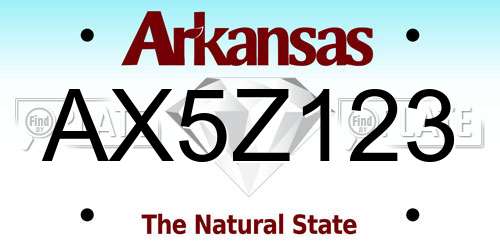 AX5Z123 Arkansas License Plate