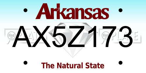 AX5Z173 Arkansas License Plate