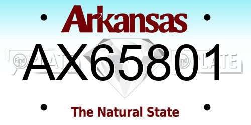 AX65801 Arkansas License Plate