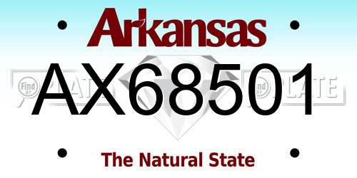 AX68501 Arkansas License Plate