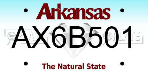 AX6B501 Arkansas License Plate