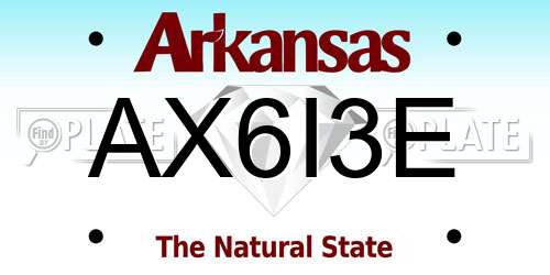 AX6I3E Arkansas License Plate