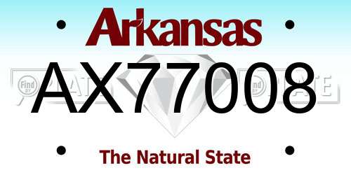 AX77008 Arkansas License Plate