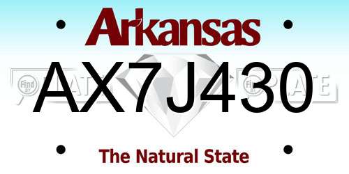 AX7J430 Arkansas License Plate