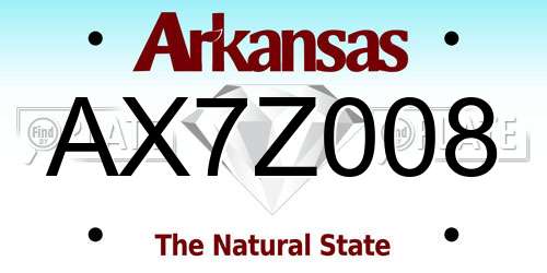 AX7Z008 Arkansas License Plate