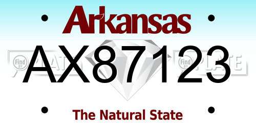 AX87123 Arkansas License Plate