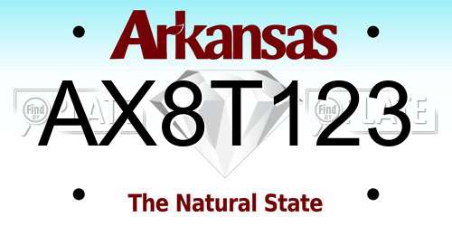 AX8T123 Arkansas License Plate