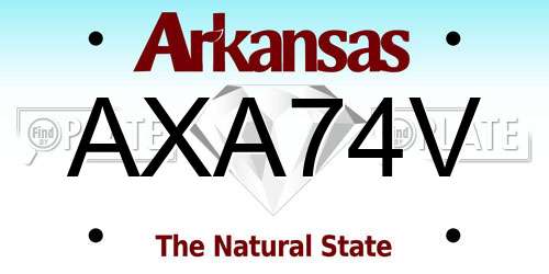 AXA74V Arkansas License Plate