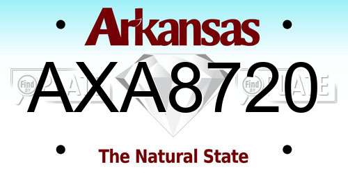 AXA8720 Arkansas License Plate