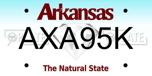 AXA95K Arkansas License Plate