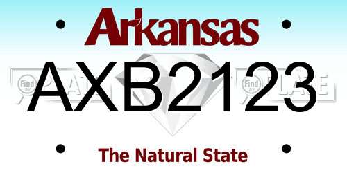 AXB2123 Arkansas License Plate