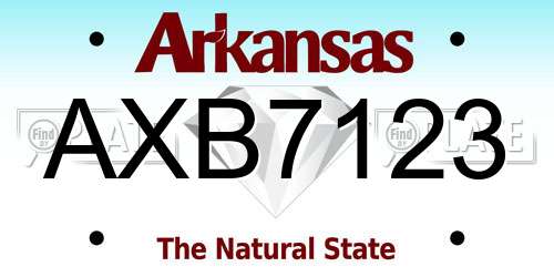 AXB7123 Arkansas License Plate