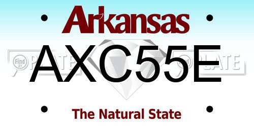 AXC55E Arkansas License Plate