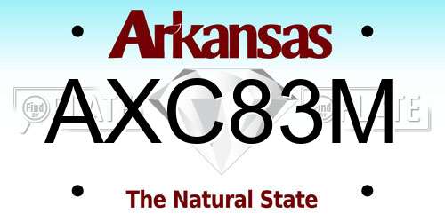 AXC83M Arkansas License Plate