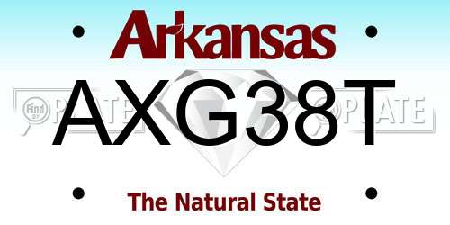 AXG38T Arkansas License Plate