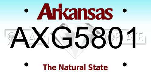 AXG5801 Arkansas License Plate