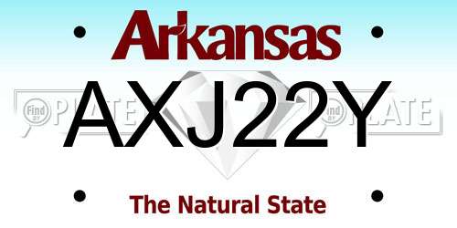 AXJ22Y Arkansas License Plate
