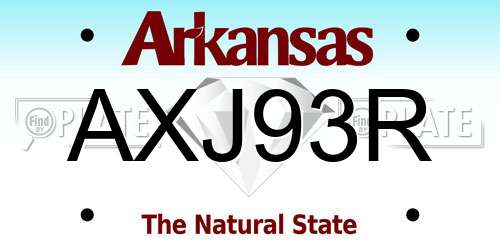 AXJ93R Arkansas License Plate