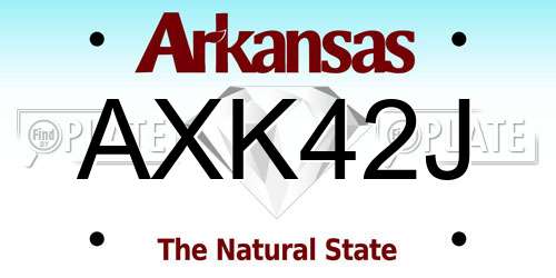 AXK42J Arkansas License Plate