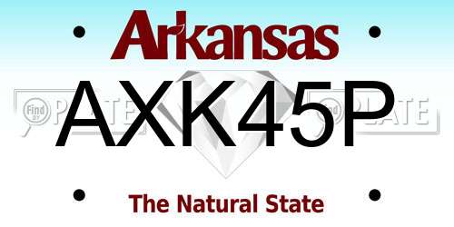 AXK45P Arkansas License Plate