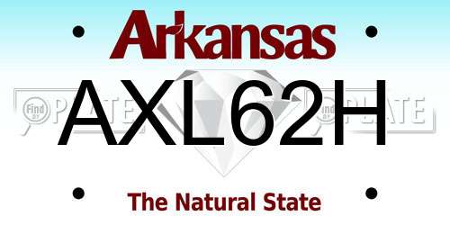 AXL62H Arkansas License Plate