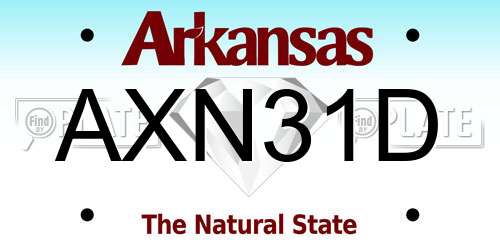 AXN31D Arkansas License Plate