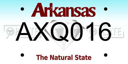 AXQ016 Arkansas License Plate