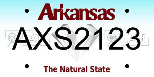AXS2123 Arkansas License Plate