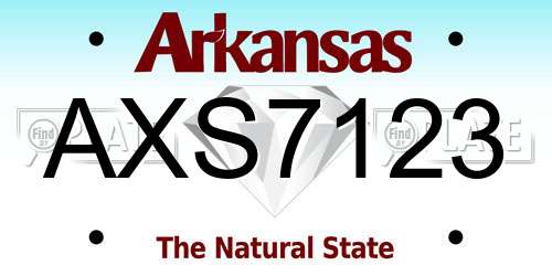 AXS7123 Arkansas License Plate