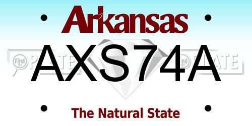 AXS74A Arkansas License Plate