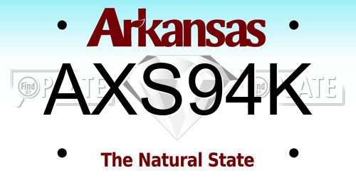 AXS94K Arkansas License Plate
