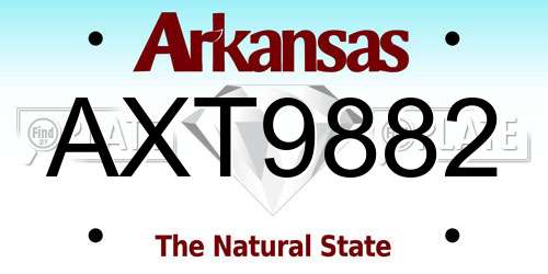 AXT9882 Arkansas License Plate