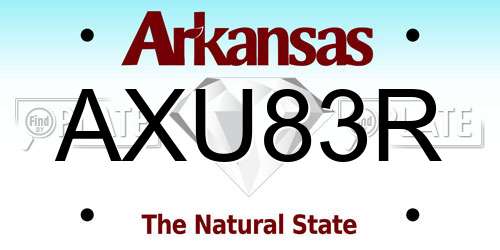 AXU83R Arkansas License Plate