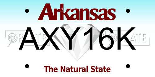 AXY16K Arkansas License Plate