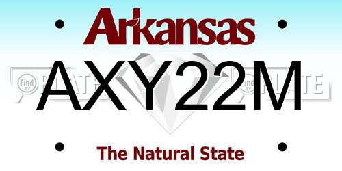 AXY22M Arkansas License Plate