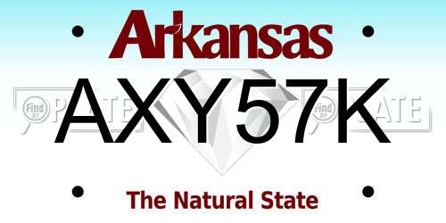 AXY57K Arkansas License Plate